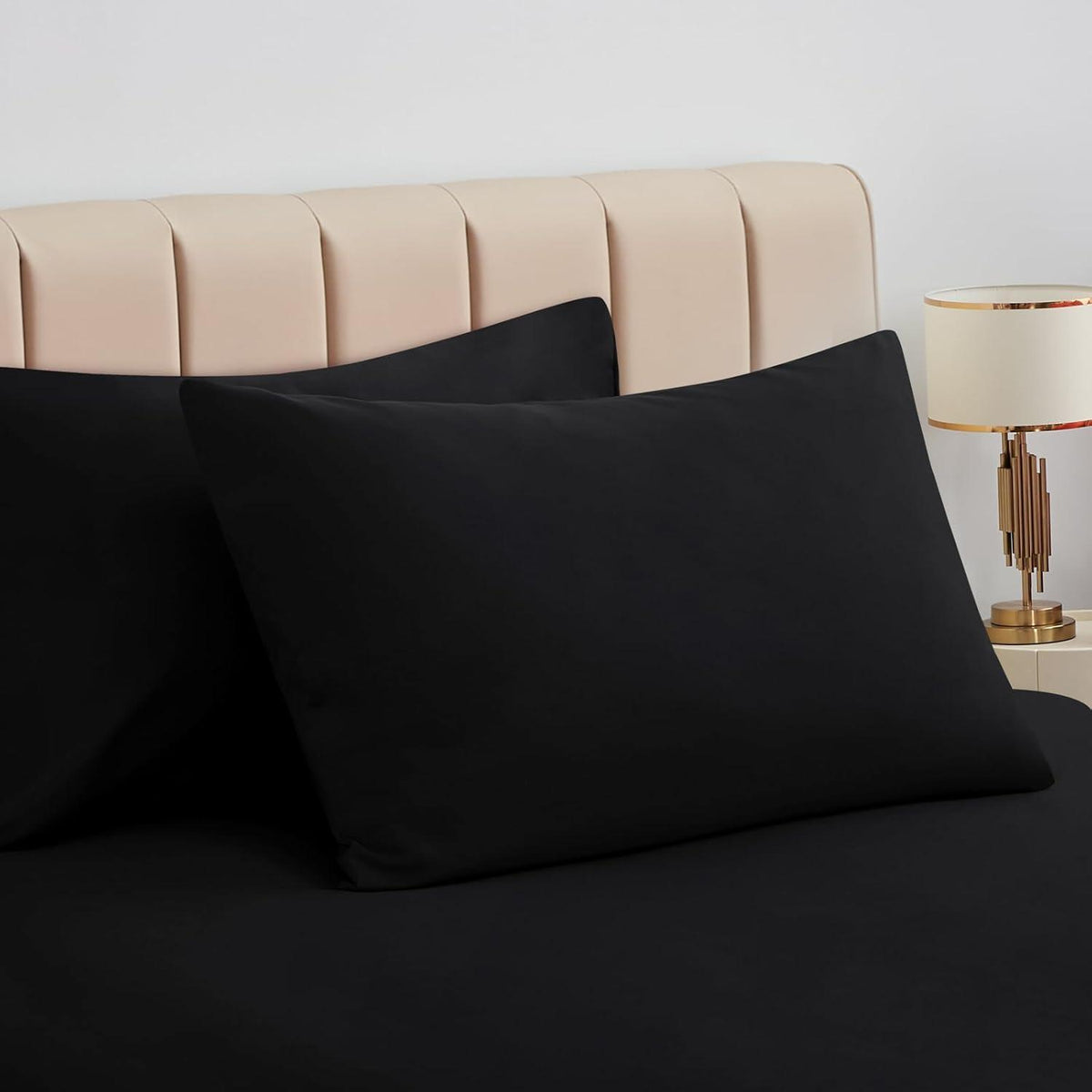 Kissenbezug 50x75 2er Set Schwarz Mikrofaser Hotelverschluss