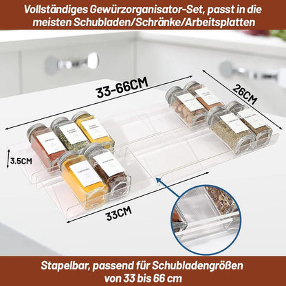 Viymgit Gewürzregal Schublade Organizer 28 Gewürzgläser 348 Etiketten