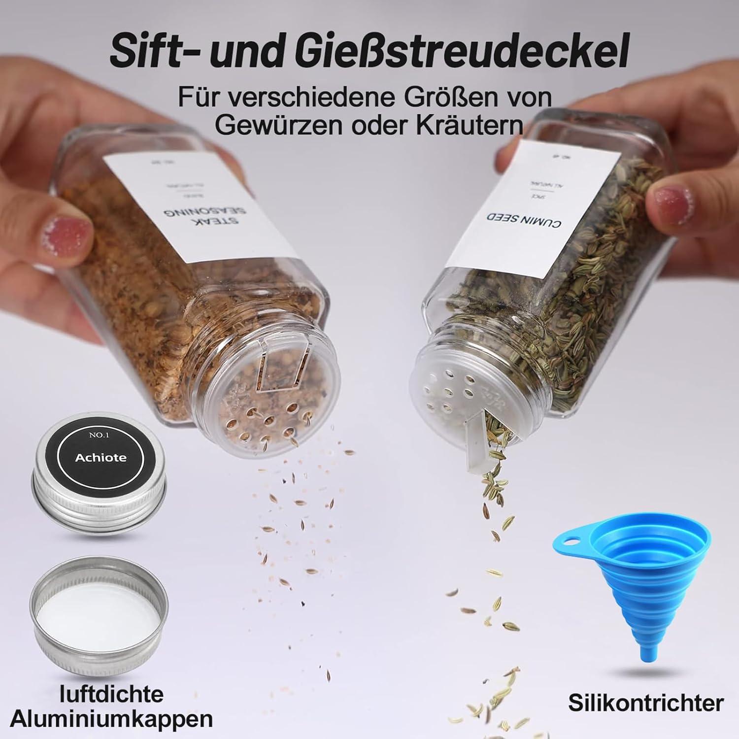 Viymgit Gewürzregal Schublade Organizer 28 Gläser 348 Etiketten Acryl