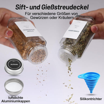 Viymgit Gewürzregal Schublade Organizer 28 Gläser 348 Etiketten Acryl