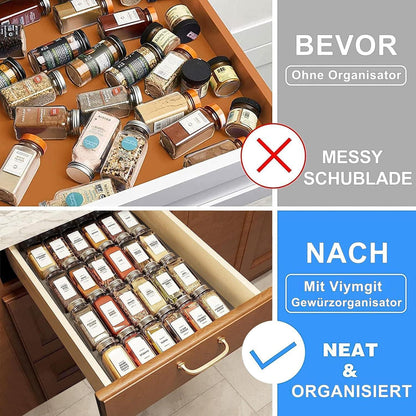 Viymgit Gewürzregal Schublade Organizer 28 Gläser 348 Etiketten Acryl