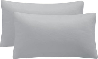Mikrofaser Kissenbezug 40x70 Hotelverschluss Weich Hellgrau 2er Set