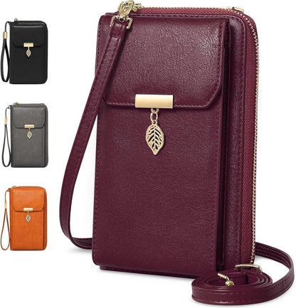 Handytasche mit Geldbörse RFID Schutz Crossbody Vintage Rot