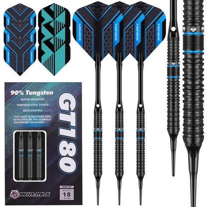 WIN.MAX 90% Tungsten Dartpfeile Stahl Darts 16-28g Schwarz