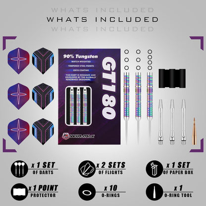 WIN.MAX 90% Tungsten Dartpfeile 3 Stück 16-28g Metallspitze