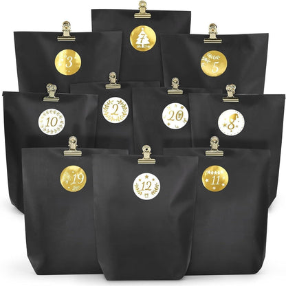 DIY Adventskalender 2026 zum Befüllen Schwarz 24 Tüten