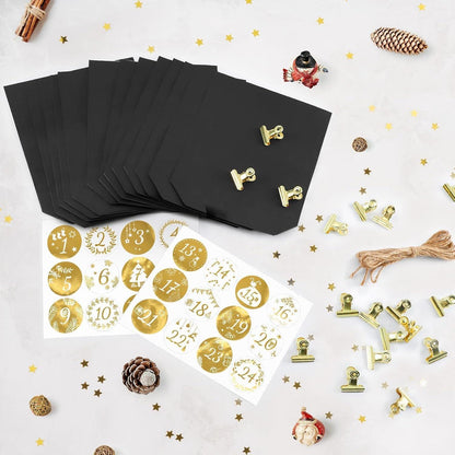 DIY Adventskalender 2026 zum Befüllen Schwarz 24 Tüten