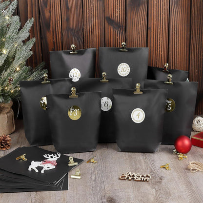 DIY Adventskalender 2026 zum Befüllen Schwarz 24 Tüten