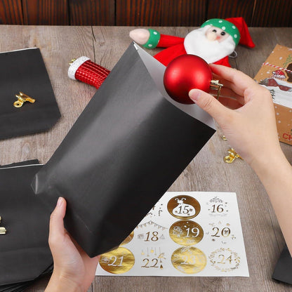 DIY Adventskalender 2026 zum Befüllen Schwarz 24 Tüten