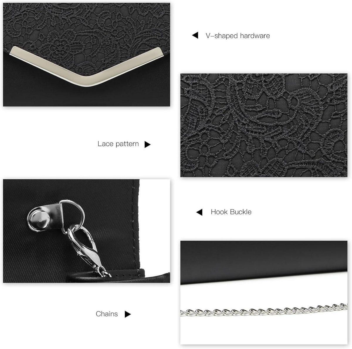 Elegante Miss Lulu Clutch Damen Abendtasche V-Förmige Hardware