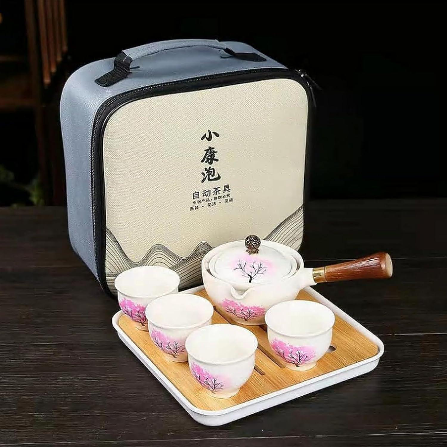 Keramik Portable Travel Kungfu Tee Set 360-Rotation Teekanne