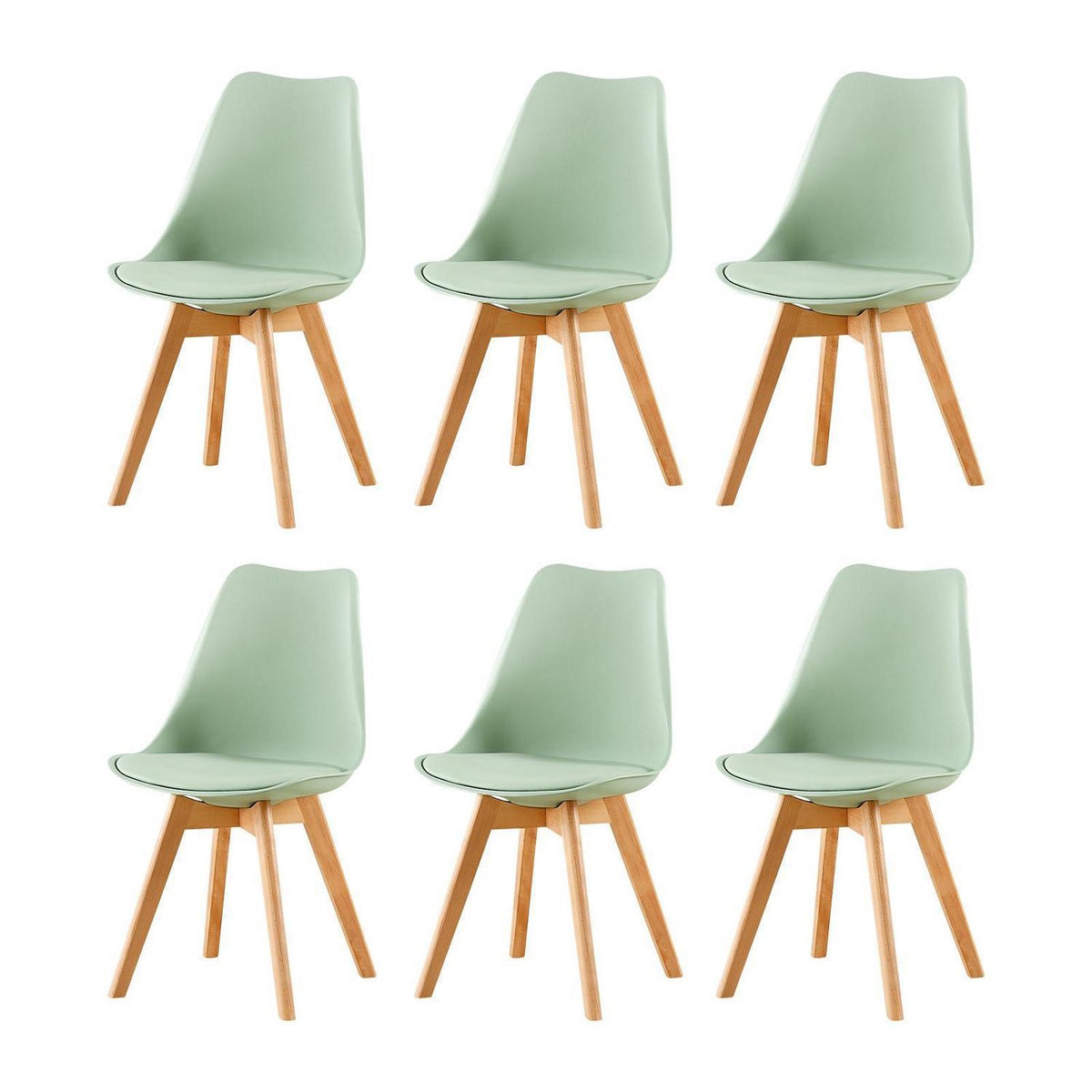 Esszimmerstuhl Set 6er – Skandinavisch, Eiscreme Grün