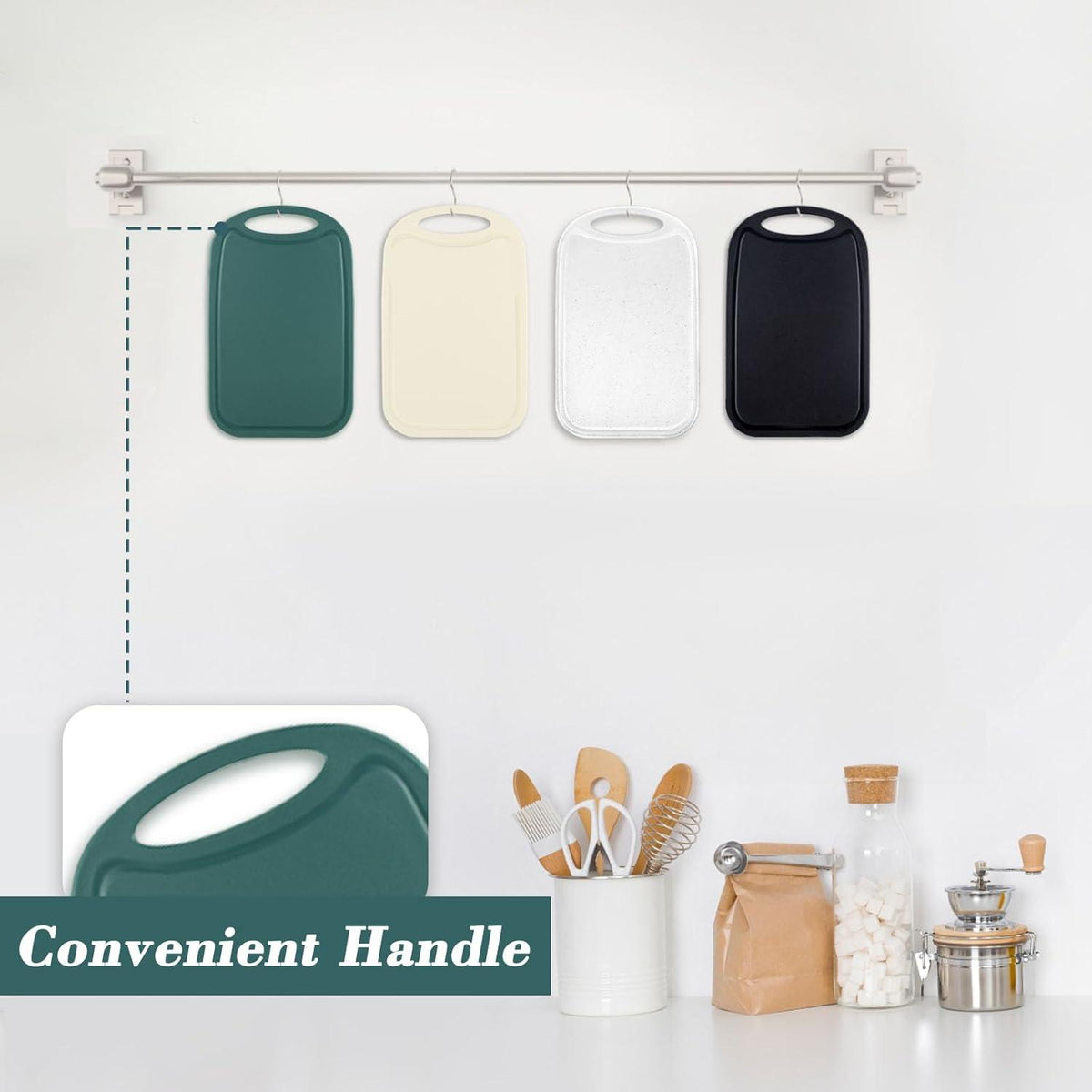 Hunnycook Antibakterielles Frühstücksbrettchen 6er Set rutschfest BPA-frei 22x15cm