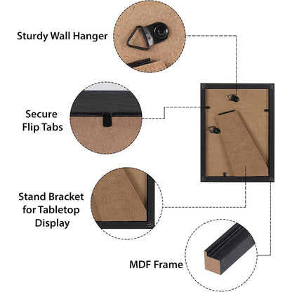 Bilderrahmen Set 10x15 cm Schwarz mit Holzmaserung für