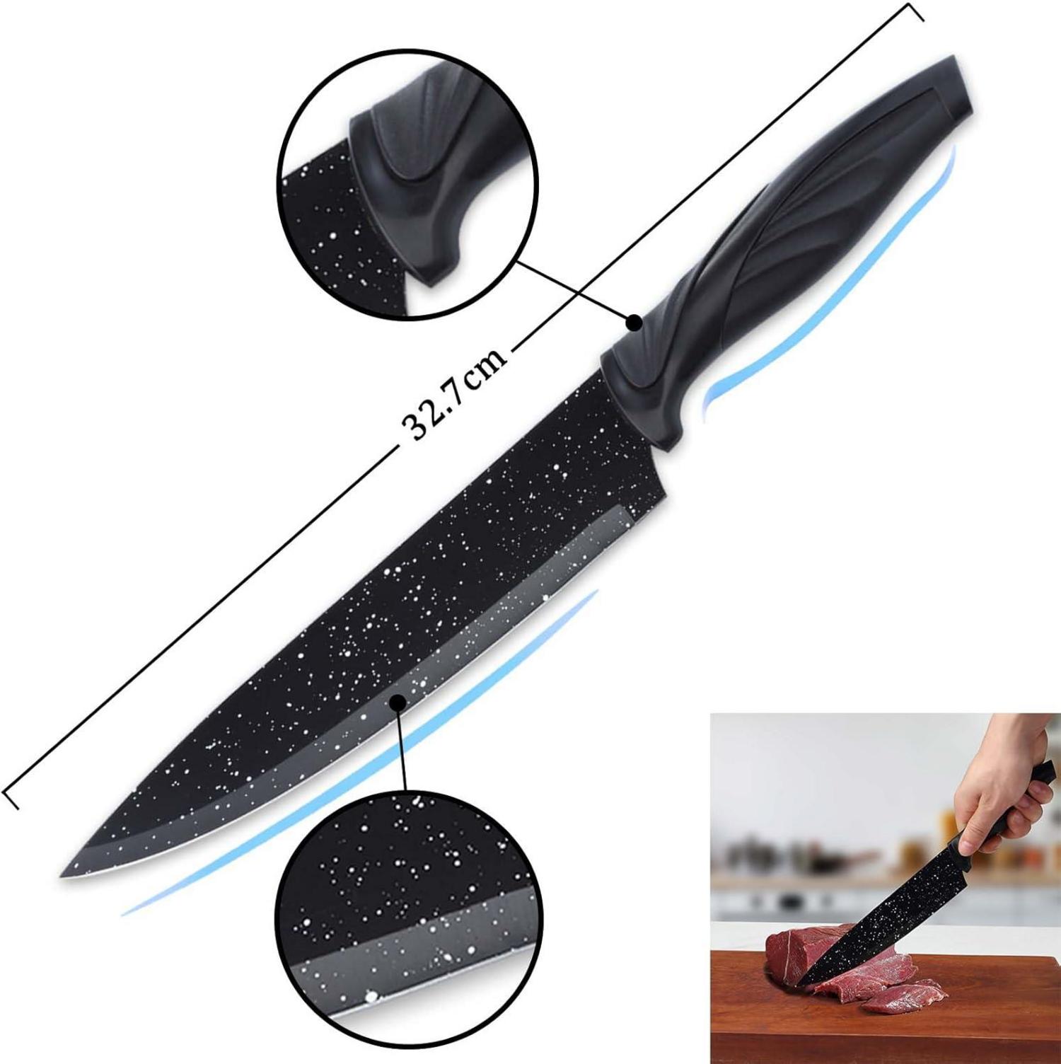 Schneidebrett Set Kunststoff Schwarz Saftrille Messer