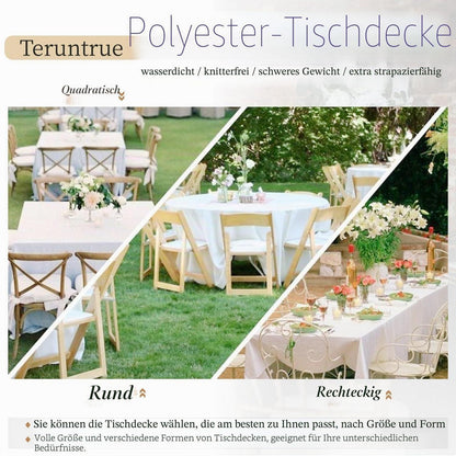 Runde Tischdecke 6er Set, 305cm, Weiß – Wasserfest & Waschbar