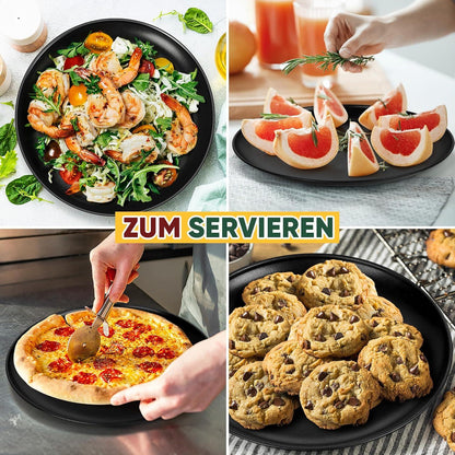Pizzablech 30cm Edelstahl Rund Antihaft Backblech 2er Set