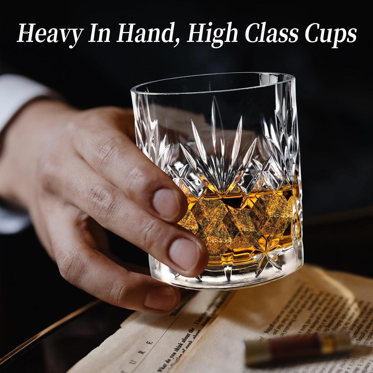 Whiskygläser 2er-Set Vintage Kristallglasbecher 300ml Bourbon Scotch Rum