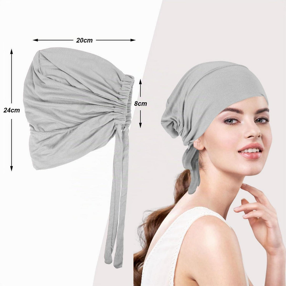 2er Pack Turban Damen Hijab Undercap mit Bindeband Modal-Baumwolle