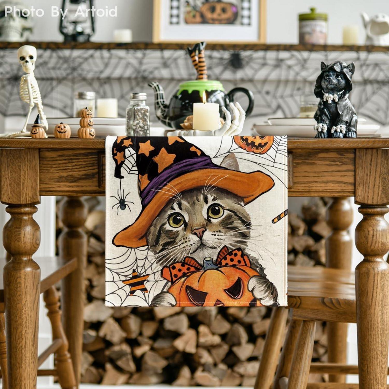 Halloween Katze Tischläufer 40x300 cm Herbst Party Dekor