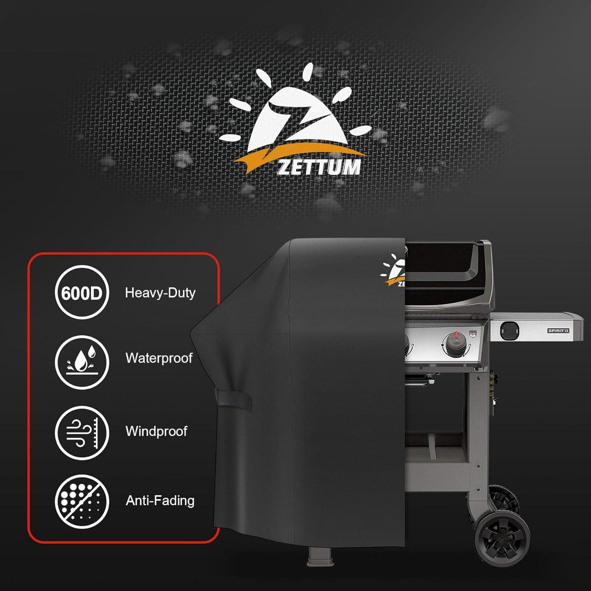 Zettum Grillabdeckung 121 cm für Weber Spirit II 200 Serie