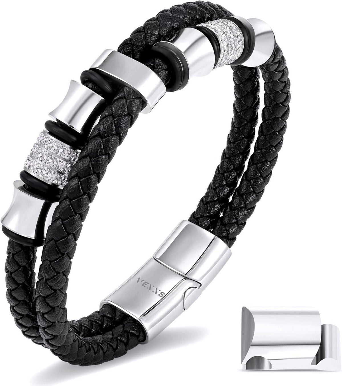 Lederarmband mit Kreuz und Evil Eye Design