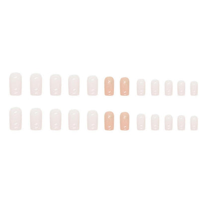 24 Stück Milchig Eckig Nägel mit Glitter, Weiß Press on Nails, Kunstnägel für Nails Art
