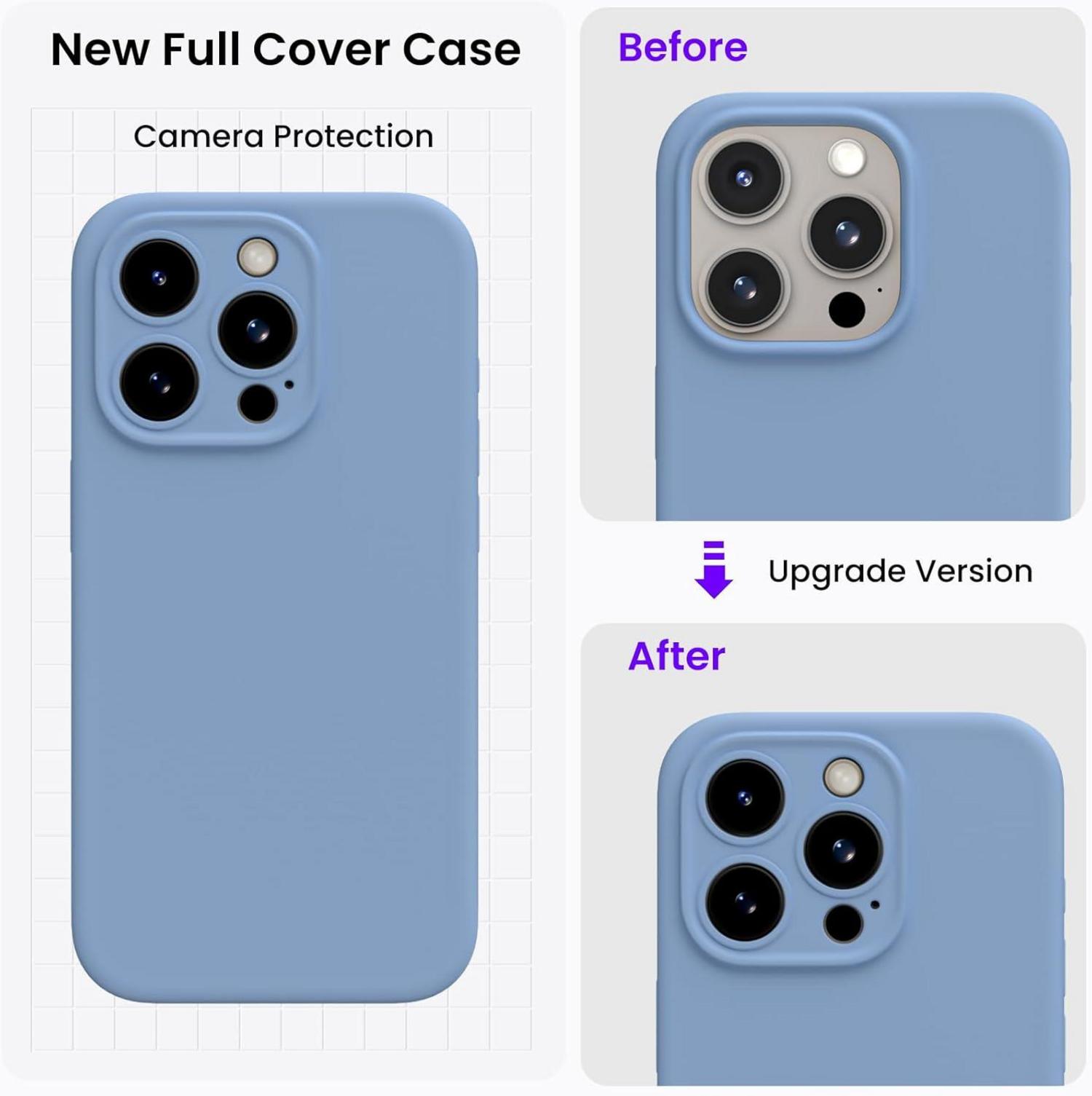 iPhone 15 Pro Hülle Schutzhülle Silikon Kameraschutz Mikrofaser 6.1 Zoll Blau