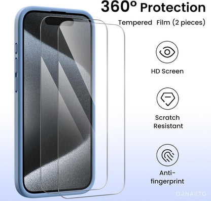 iPhone 15 Pro Hülle flüssiges Silikon Kameraschutz Schutzfolien Blau