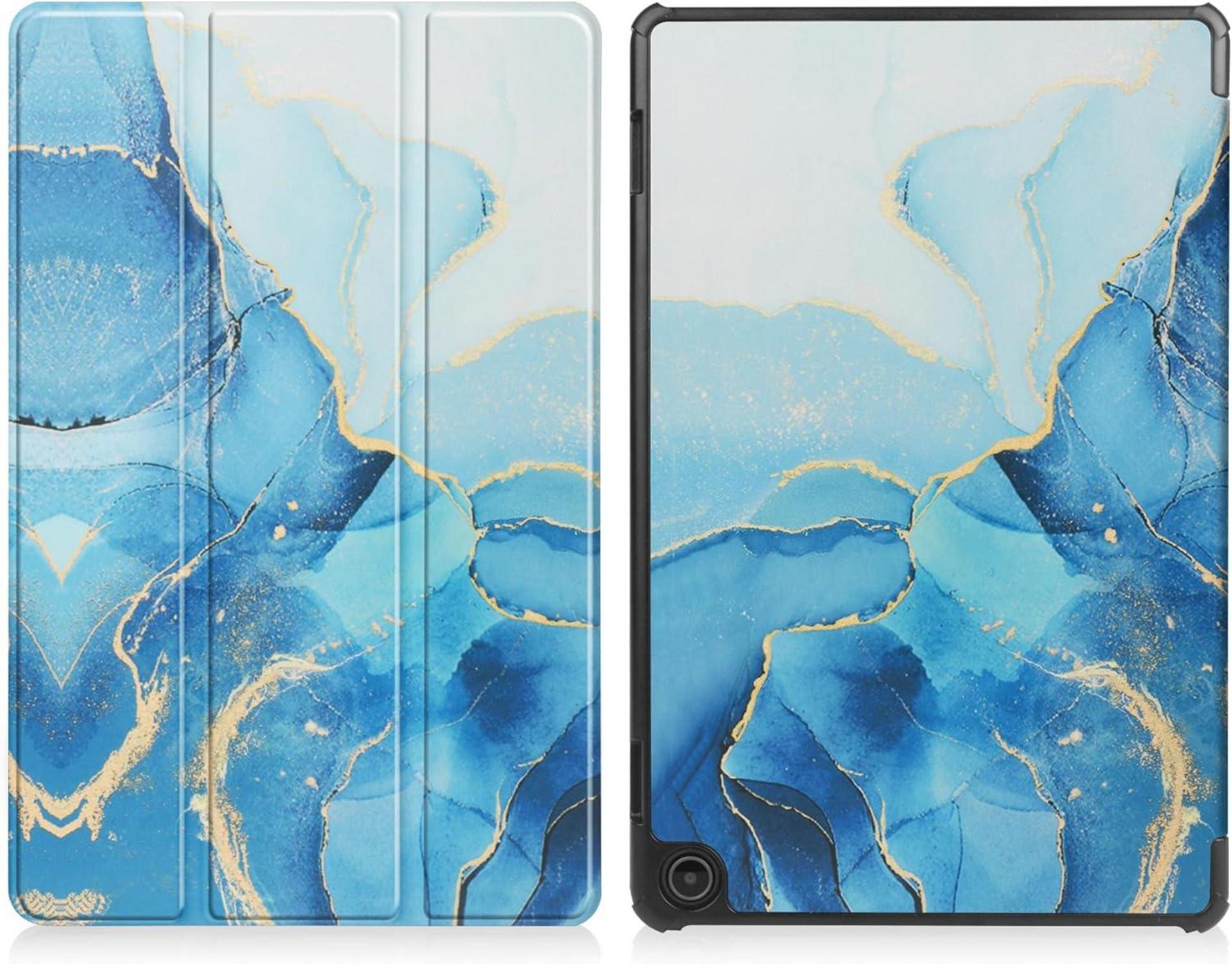 HoyiXi Fire HD 10 & HD 10 Plus 13. Gen. 2023 Slim Lederhülle - Blau Marmor