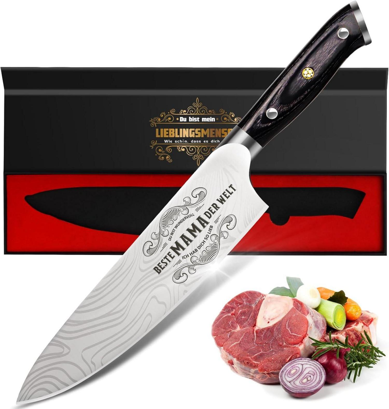 Weihnachtsgeschenk für Mama: Damastmesser aus Carbonstahl