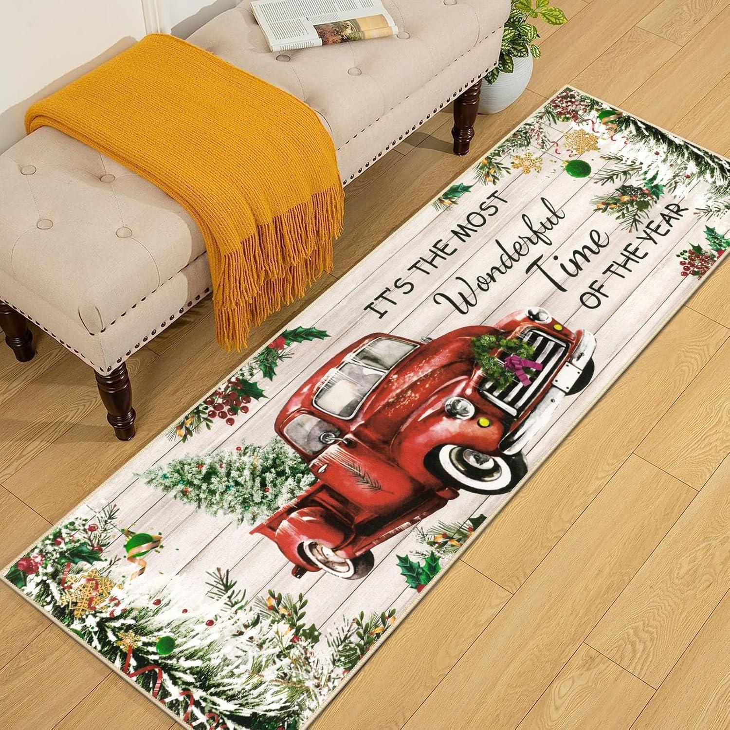 Weihnachten Teppich Läufer Waschbarer Luxus rutschfest