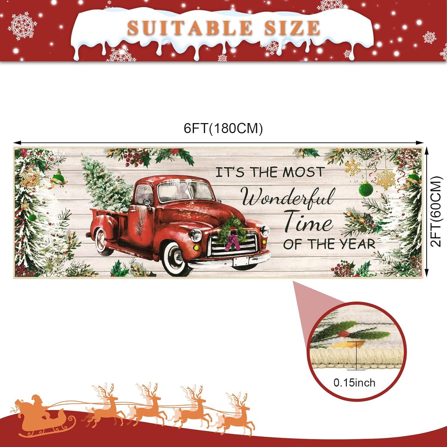 Weihnachten Teppich Läufer Waschbar Verdickt rutschfest 60x180cm