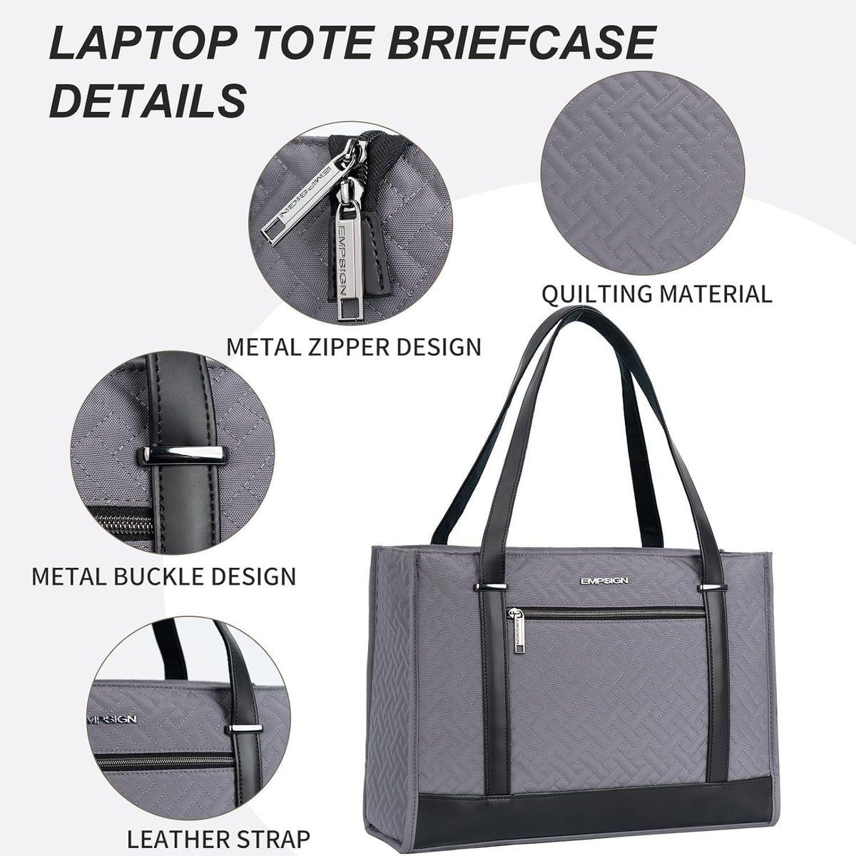 Laptophandtasche 15,6 Zoll grau Aktentasche Business Notebooktasche