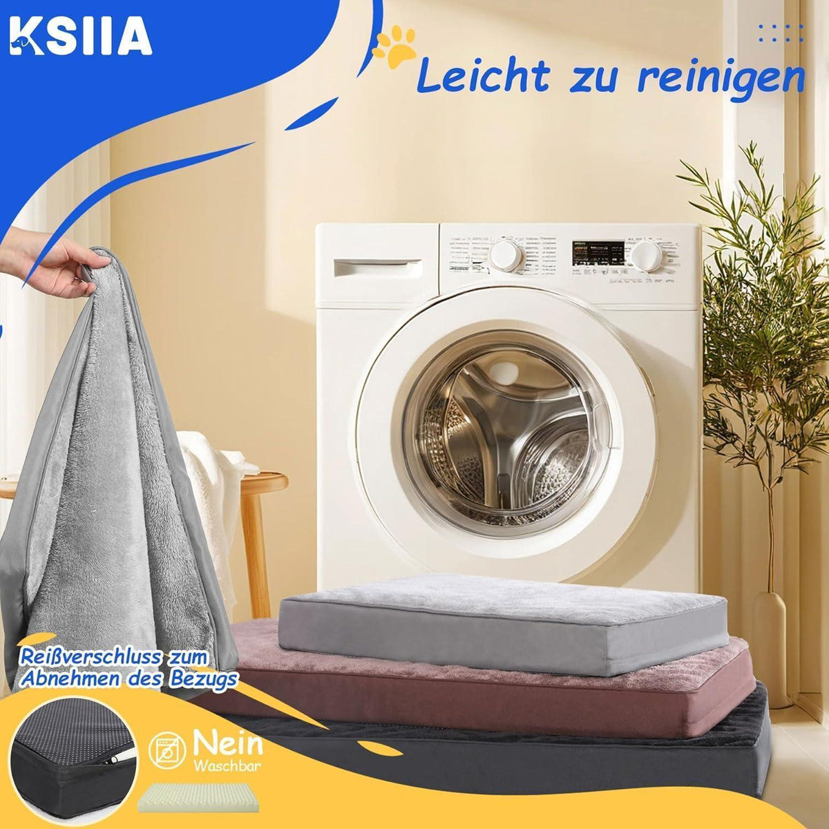 Orthopädisches Hundebett Dunkelgrau 60x45cm Waschbar & Abnehmbar