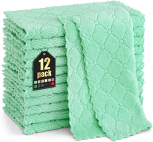 12er Pack Mikrofaser Reinigungstücher 25x25cm Grün Fusselfrei waschbar