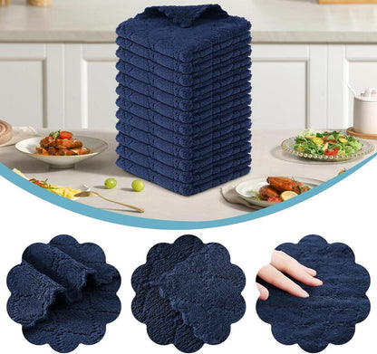 Mikrofasertücher 12er Pack 25x50 cm Marine Blau waschbar fusselfrei