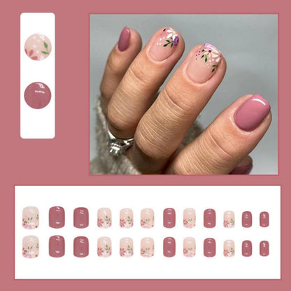 24 Stück Lila Eckig Nägel Press on Kunstnägel Blumen Fake Nails