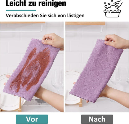 12er Pack Mikrofasertücher 25x25cm für Haushalt & Küche, Lila