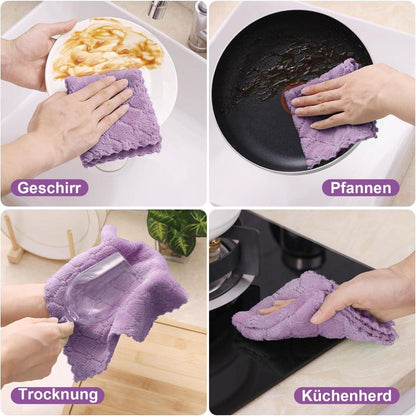 12er Pack Mikrofasertücher 25x25 cm waschbar fusselfrei lila