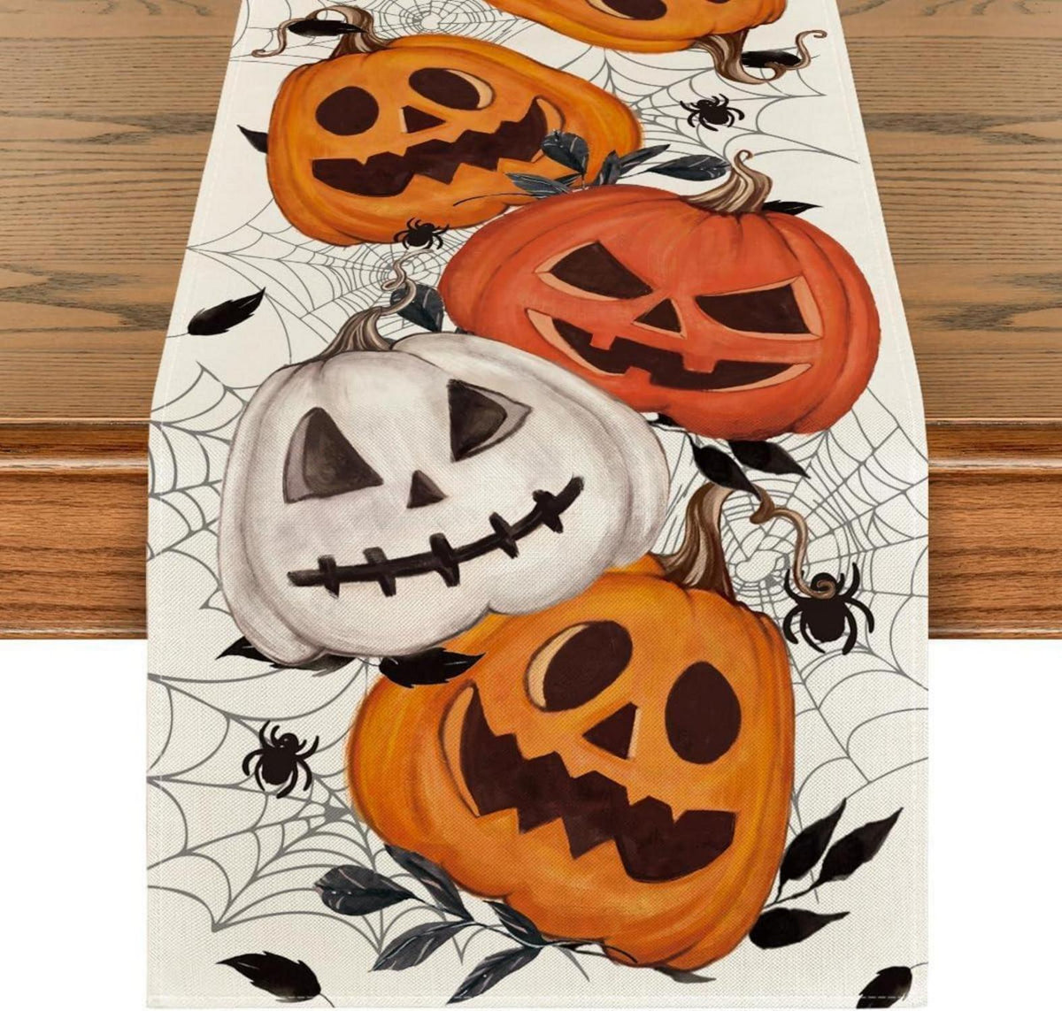 Halloween Tischläufer Kürbisse Spinnennetz Jack-o-Laterne 40x180 cm