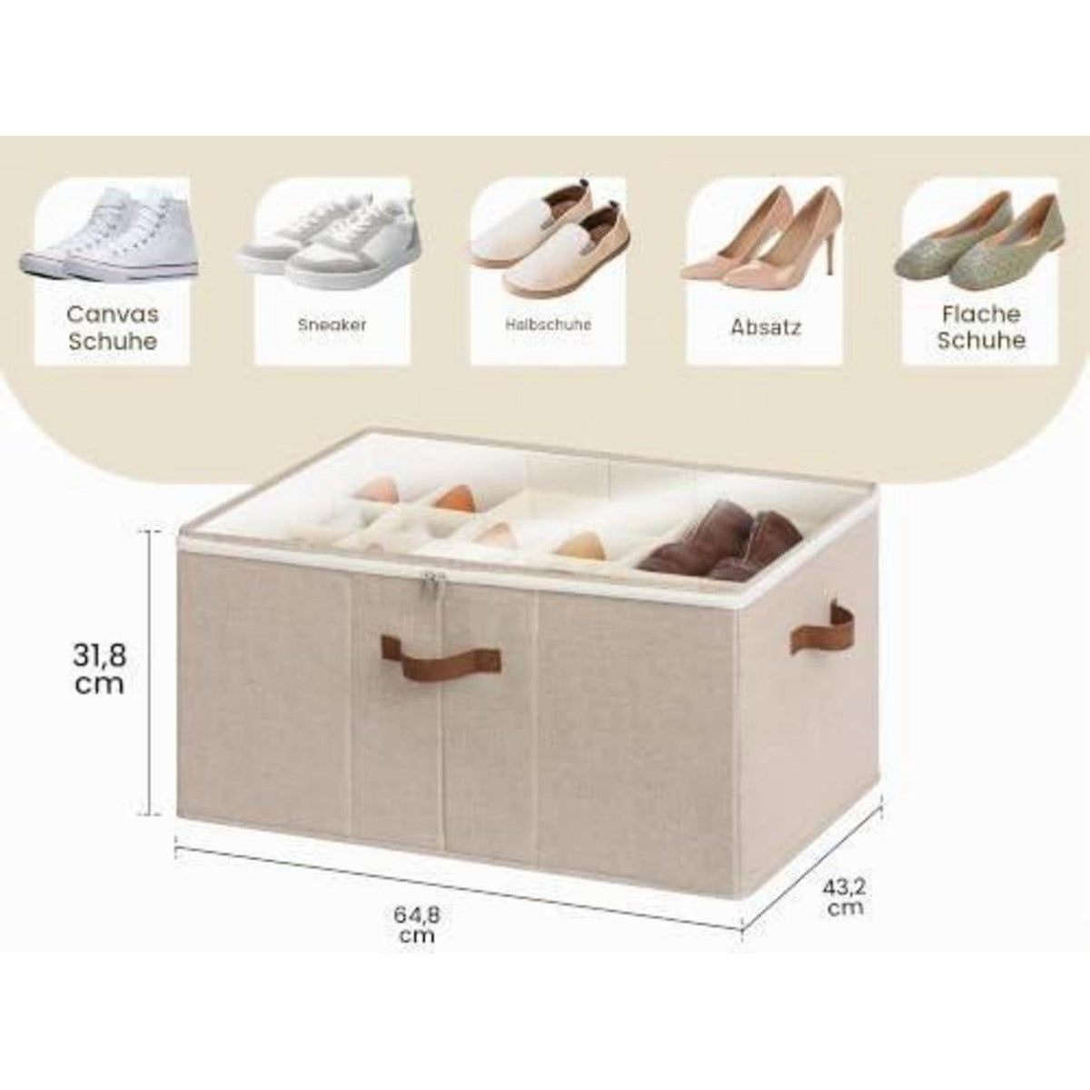 Faltbarer Schuh Organizer für 24 Paar – Braune Schuhbox