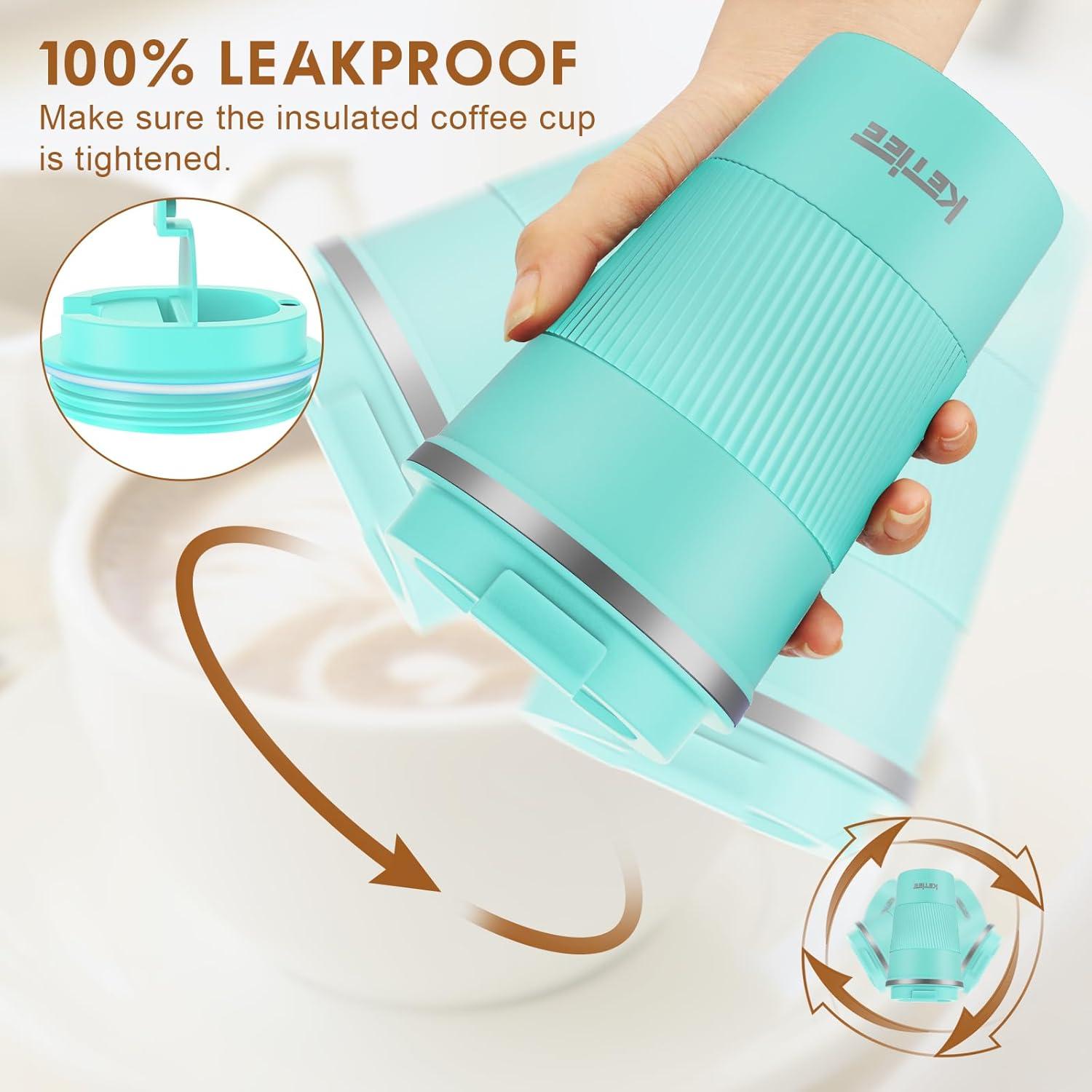 KETIEE Kaffeebecher to go Thermo 380ml T-Blau Isolierbecher