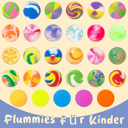 50er Pack Flummis 25 mm Hüpfbälle bunt gemustert