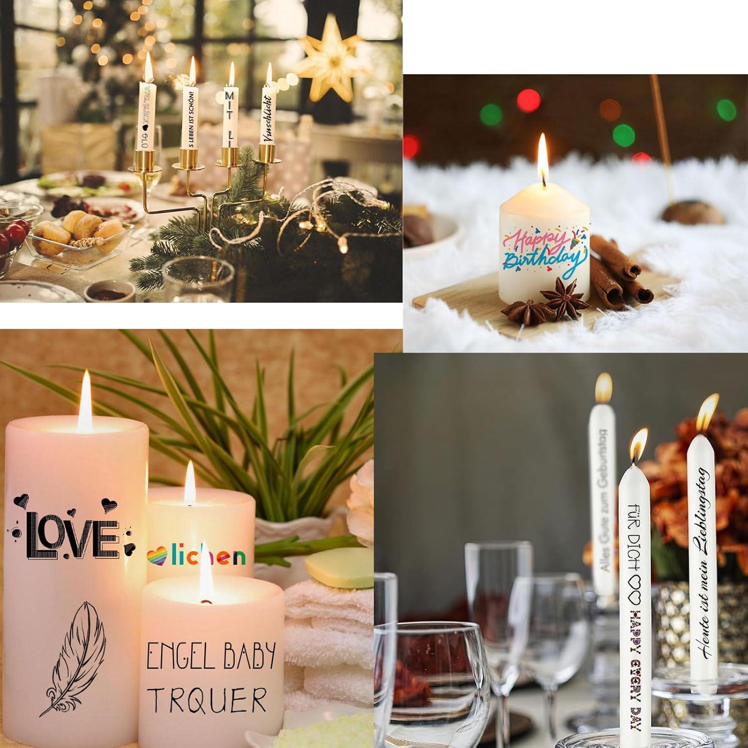 Kerzentattoos Wasserschiebefolie DIY Geschenk Dekorieren Sprüche A5 6