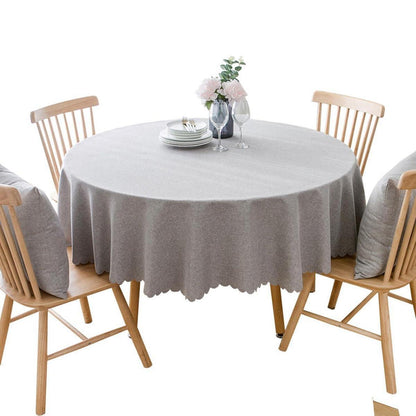 Runde Baumwoll-Leinen Tischdecke wasserabweisend 240 cm Hellgrau