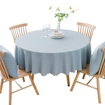 Runde Baumwoll-Leinen Tischdecke wasserabweisend – Ø 280 cm Hellblau