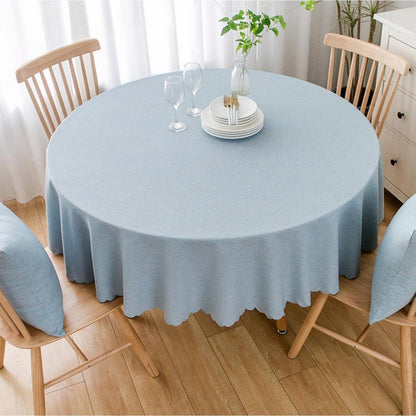 Runde Baumwoll-Leinen Tischdecke wasserabweisend 240 cm Hellblau