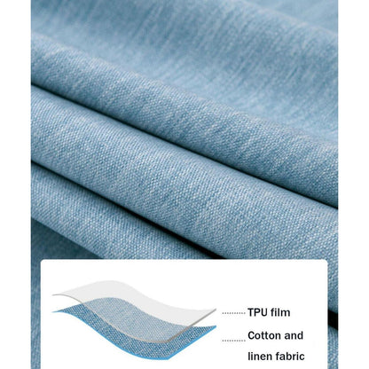 Runde Baumwoll-Leinen Tischdecke wasserabweisend 240 cm Hellblau