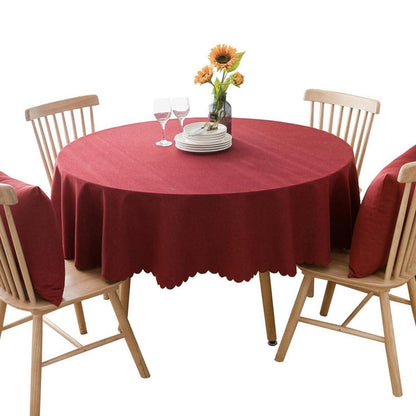 Runde Baumwoll-Leinen Tischdecke wasserabweisend – 240 cm Rot